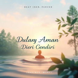 A beautiful and calming book cover design for a story titled "Ruang Aman Dalam Diri Sendiri"