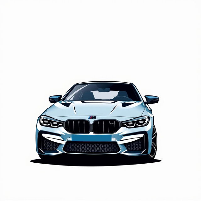 A graphic t-shirt design featuring a stylized illustration of a 2024 G82 BMW M4 Competition, showcasing its large vertical grille, captured in a bold and dynamic pose