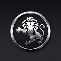 A sleek and modern logo design for a car brand featuring a majestic lion in the center