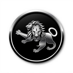 A sleek and modern logo design for a car brand featuring a majestic lion in the center