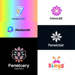 Creative and modern logo designs featuring various styles such as minimalistic, abstract, and geometric elements