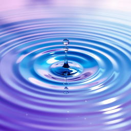 An artistic depiction of a blue, purple, and white ripple effect, capturing the dynamic motion and blending of these colors in a serene water scene