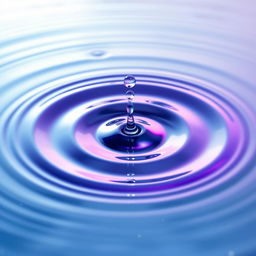 An artistic depiction of a blue, purple, and white ripple effect, capturing the dynamic motion and blending of these colors in a serene water scene