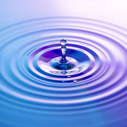 An artistic depiction of a blue, purple, and white ripple effect, capturing the dynamic motion and blending of these colors in a serene water scene