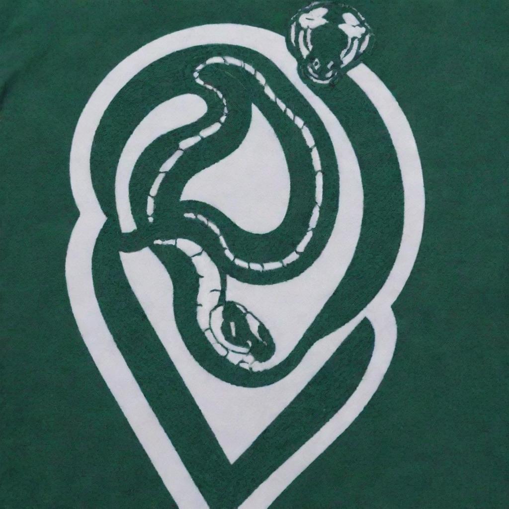 A striking green and white jersey adorned with a detailed snake emblem as its logo.