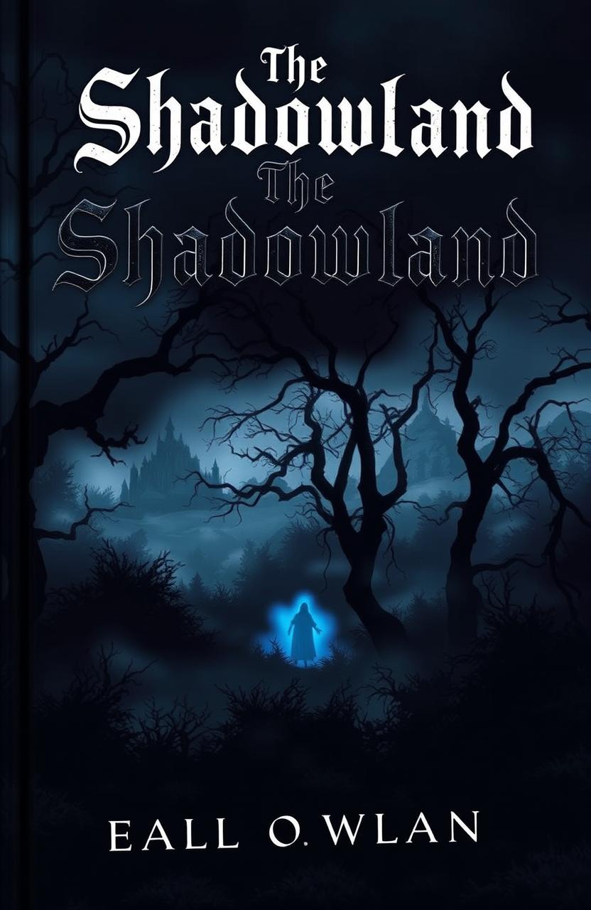 A chilling horror book cover titled 'The Shadowland'