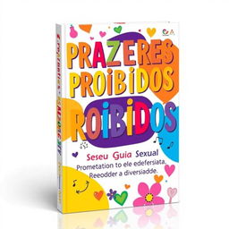 A vibrant book cover design for a title "Prazeres Proibidos: Seu Guia Sexual Para Apimentar A Vida e Celebrar a Diversidade"