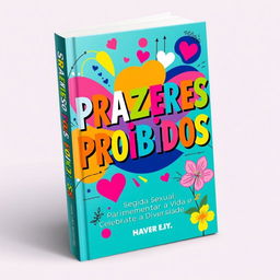 A vibrant book cover design for a title "Prazeres Proibidos: Seu Guia Sexual Para Apimentar A Vida e Celebrar a Diversidade"