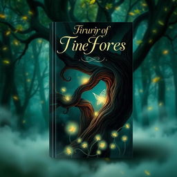 A captivating book cover design featuring a mystical forest scene