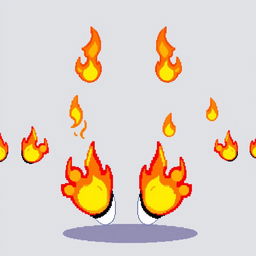 A captivating pixel art background featuring several flaming penguin feet