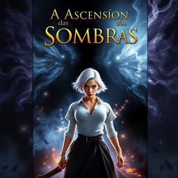 An eye-catching book cover featuring the central character, a fierce woman with short white hair and striking amber eyes, standing powerfully in the center