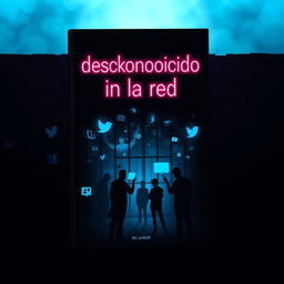 A captivating book cover for "El desconocido en la red", featuring a dark, digital landscape representing social media and a prison environment