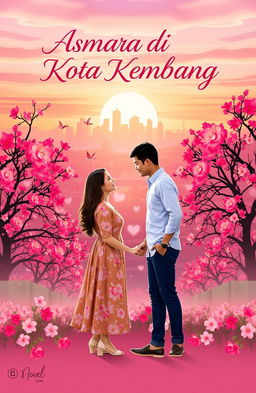 A romantic novel cover for a book titled 'Asmara di Kota Kembang'