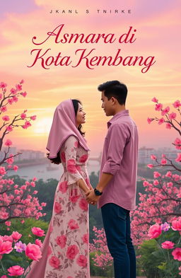 A romantic novel cover for a book titled 'Asmara di Kota Kembang'