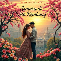 A captivating novel cover design for the book titled 'Asmara di Kota Kembang'