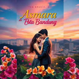 A visually striking novel cover for a book titled 'Asmara di Kota Bandung'