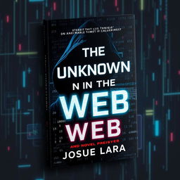 A captivating and mysterious book cover for the novel titled 'The Unknown in the Web' by Josue Lara