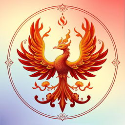 An emblem representing a peaceful medieval Asian kingdom, featuring the elegant Suzaku (Vermilion Bird) as the central symbol, inspired by Chinese cosmology