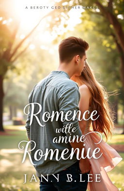 A romantic book cover featuring a young man with a stylish haircut, casually dressed, standing with his back facing a girl who looks intrigued