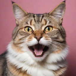 A vivid and detailed portrait of a cat mid-meow, capturing its unique expressions and emotions.