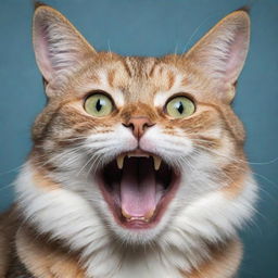 A vivid and detailed portrait of a cat mid-meow, capturing its unique expressions and emotions.