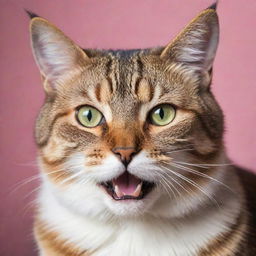 A vivid and detailed portrait of a cat mid-meow, capturing its unique expressions and emotions.