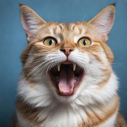 A vivid and detailed portrait of a cat mid-meow, capturing its unique expressions and emotions.