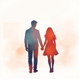 A beautiful silhouette of a couple holding hands, depicted in a soft and artistic watercolor style