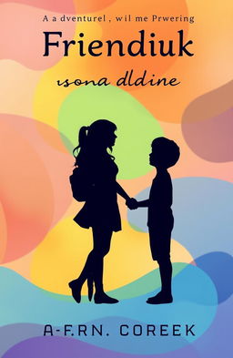 A silhouette of a girl and a boy shaking hands, featured prominently against a vibrant, colorful background