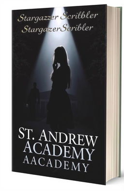 A dramatic book cover featuring a silhouette of a young woman named Rowan, standing defiantly under a bright spotlight