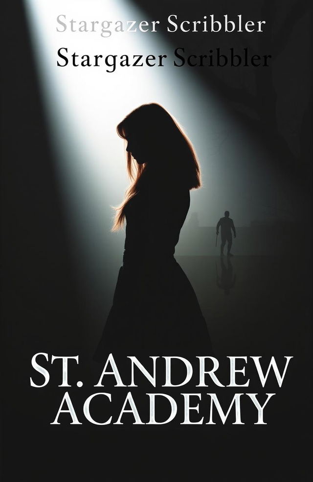 A dramatic book cover featuring a silhouette of a young woman named Rowan, standing defiantly under a bright spotlight