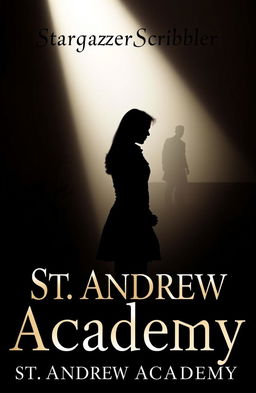 A dramatic book cover featuring a silhouette of a young woman named Rowan, standing defiantly under a bright spotlight