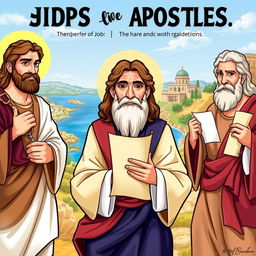 A vibrant illustration of the comparison between various apostles, each depicted with unique traits and activities symbolizing their characteristics