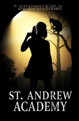 A dramatic book cover featuring a silhouette of a girl named Rowan standing defiantly under a spotlight