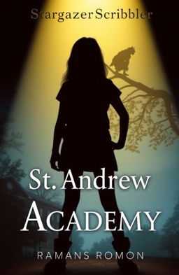 A dramatic book cover featuring a silhouette of a girl named Rowan standing defiantly under a spotlight