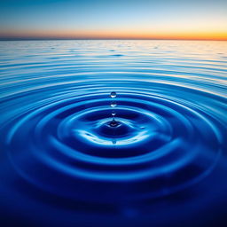 A stunning image showcasing a mesmerizing blue ripple effect on the surface of a calm ocean