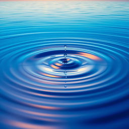 A stunning image showcasing a mesmerizing blue ripple effect on the surface of a calm ocean