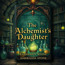 A captivating book cover design for 'The Alchemist's Daughter' by Esmeralda Stone