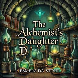 A captivating book cover design for 'The Alchemist's Daughter' by Esmeralda Stone