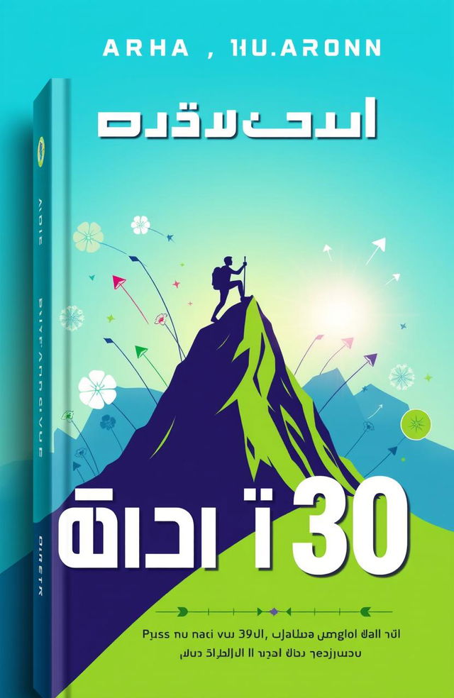 A professional and inspirational book cover for 'نجاحك في 30 يومًا', featuring a bright and uplifting color palette including vibrant blue and green