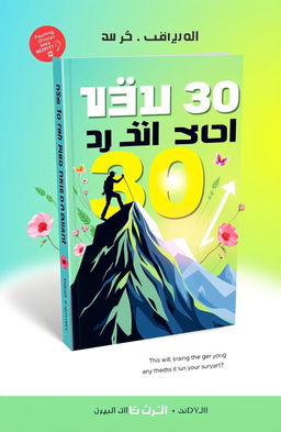 A professional and inspirational book cover for 'نجاحك في 30 يومًا', featuring a bright and uplifting color palette including vibrant blue and green