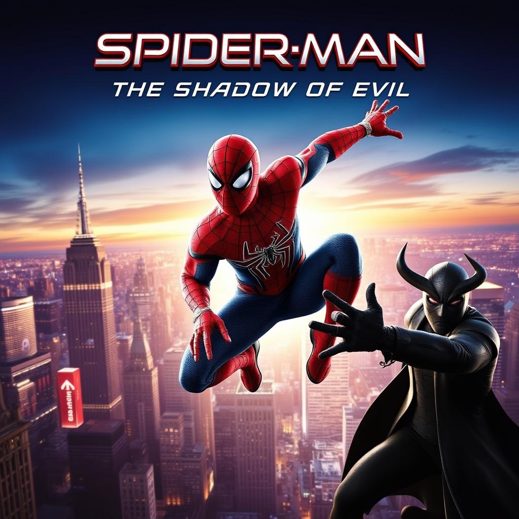 A dynamic and visually striking movie poster featuring Spider-Man in a realistic human form, embodying the spirit of a heroic and acrobatic character