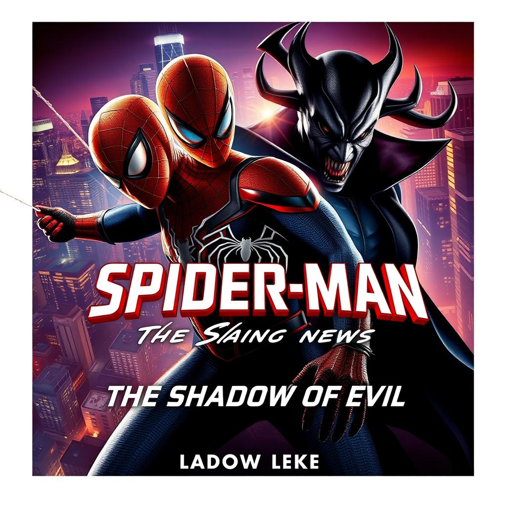 A dynamic movie poster design for 'Spider-man: The Shadow of Evil'