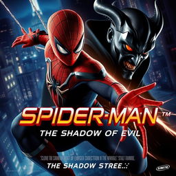 A dynamic movie poster design for 'Spider-man: The Shadow of Evil'