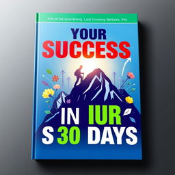 A professional and inspiring book cover for 'Your Success in 30 Days', featuring a vibrant color palette of blue and green