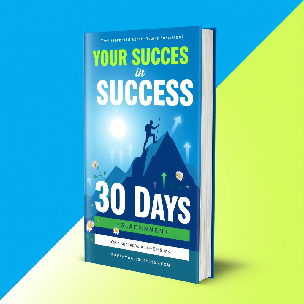 A professional and inspiring book cover for 'Your Success in 30 Days', featuring a vibrant color palette of blue and green