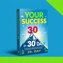 A professionally designed and inspiring book cover for 'Your Success in 30 Days', featuring a vibrant color palette of blue and green