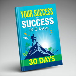 A professionally designed and inspiring book cover for 'Your Success in 30 Days', featuring a vibrant color palette of blue and green