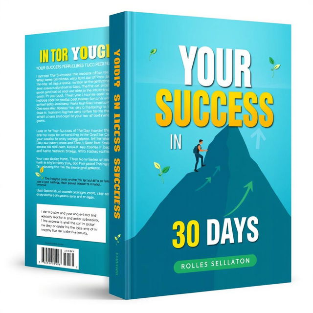 A professionally designed and inspiring book cover for 'Your Success in 30 Days', featuring a vibrant color palette of blue and green