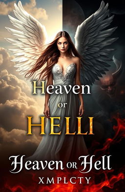 A captivating book cover for the fantasy novel "Heaven or Hell" by XMPLCTY